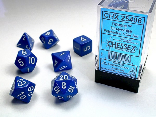 Chessex Opaque Blue w/ White 7 w4-w20