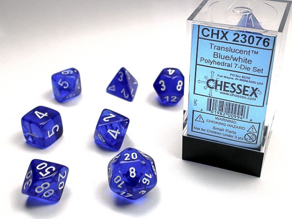 Chessex Translucent Blue w/ White - 7 w4-20