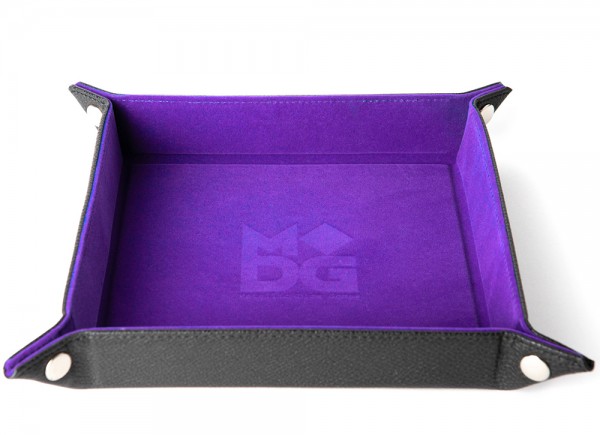 Velvet Folding Dice Tray with Leather Backing: Purple