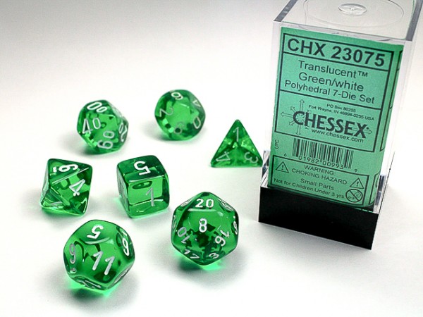 Chessex Translucent Green w/ White - 7 w4-20