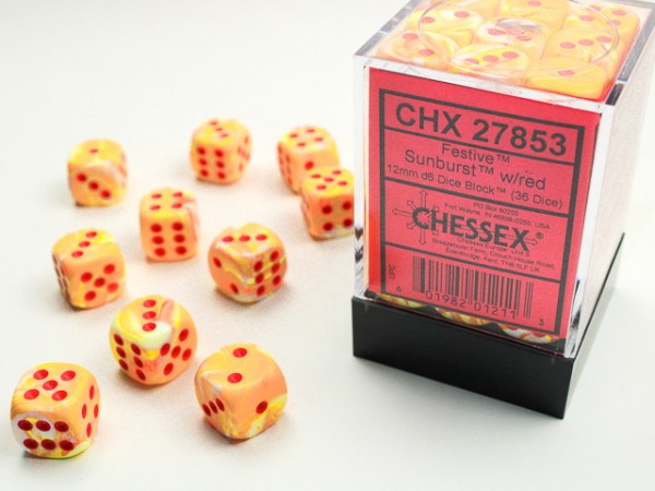 Chessex Festive Sunburst w/ Red 36w6 12mm