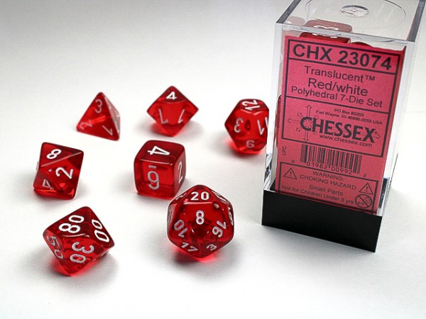 Chessex Translucent Red w/ White - 7 w4-20