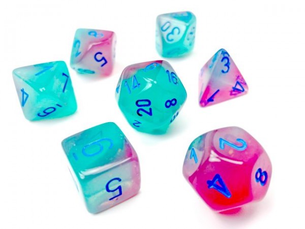 Chessex Gemini Gel Green-Pink w/ blue - 7 w4-20