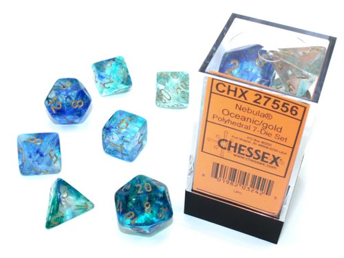 Chessex Nebula Oceanic w/ Gold Dice Set (7)