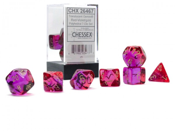 Chessex Gemini Translucent Red-Violet w/ Gold - 7 w4-20