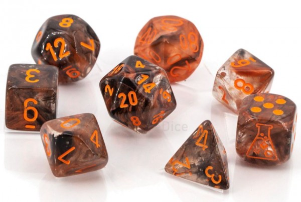 Chessex Lab Dice: Nebula Copper Matrix w/ Orange