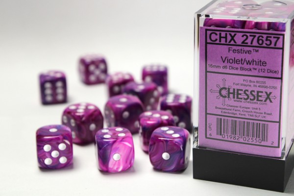 Chessex Festive Violet w/ White - 12 w6 (16mm)