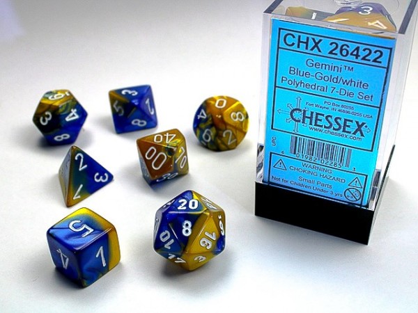 Chessex Gemini Blue Gold w/ White - 7 w4-20