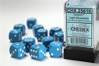 Chessex Opaque Light Blue w/ White - 12 w6 16mm