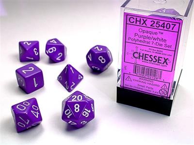 Chessex Opaque Purple w/ White 7 w4-w20