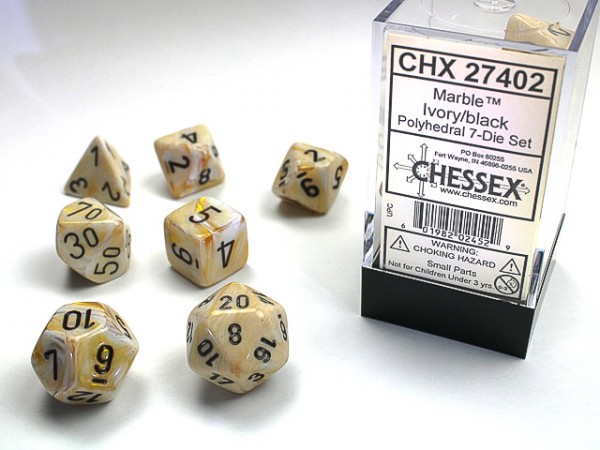 Chessex Marble Ivory w/ Black - 7 w4-20