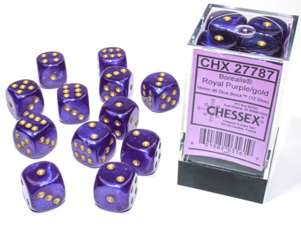 Chessex Borealis Royal Purple/gold Luminary - 12 w6 (16mm)