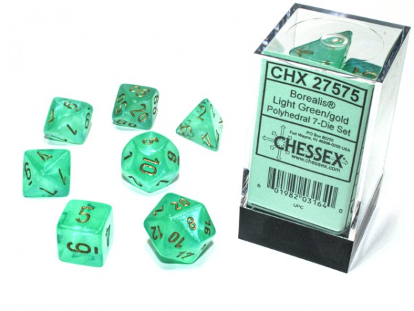 Chessex Borealis Light Green w/ Gold Luminary - 7 w 4-20