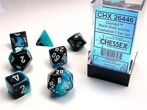 Chessex Gemini Black-Shell w/white - Polyhedral