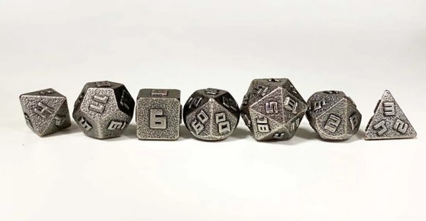 10mm Mini Metal RPG Dice Set - Ancient Silver