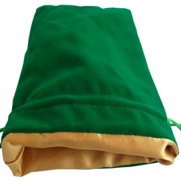 Dice Bag: Green Velvet with Gold Satin Lining (large)