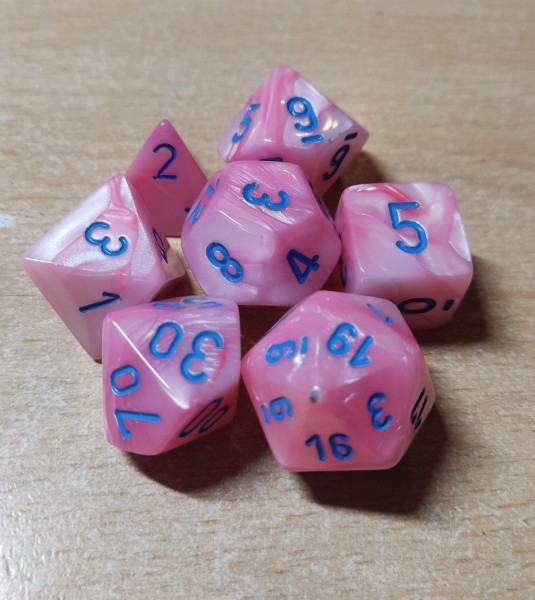 Chessex Lustrous Pink w/ Blue - 7 w 4-20