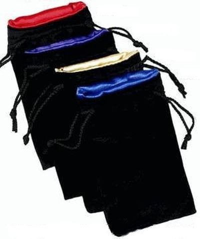 Large Black Velvet Dice Bag w/Blue Satin Lining
