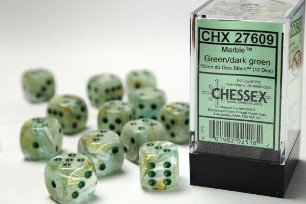 Chessex Marble Green w/ Dark Green - 12 w6