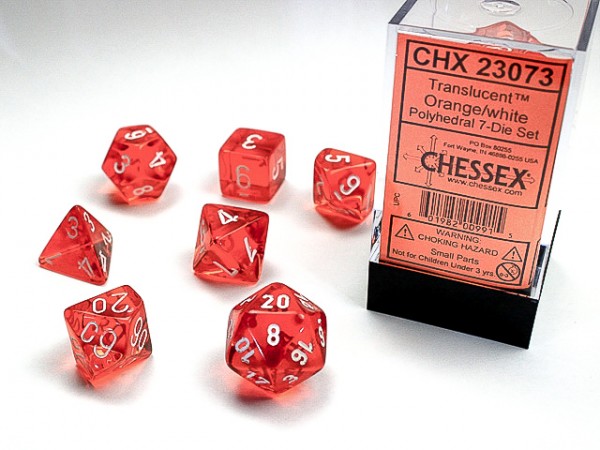 Chessex Translucent Orange w/ White - 7 w 4-20