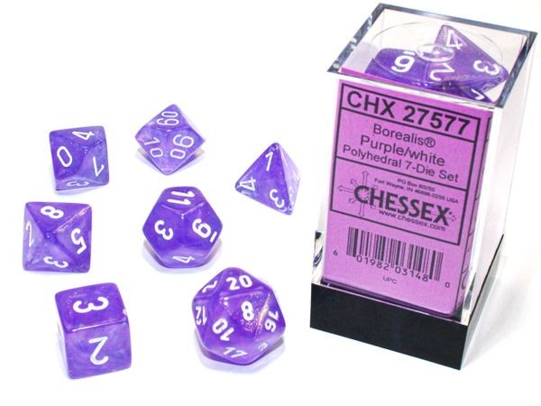 Chessex Borealis Purple w/ White Luminary - 7 w 4-20