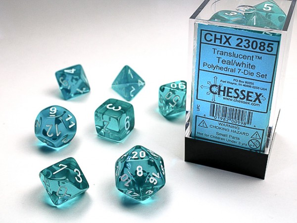 Chessex Translucent Teal w/ White - 7 w4-20