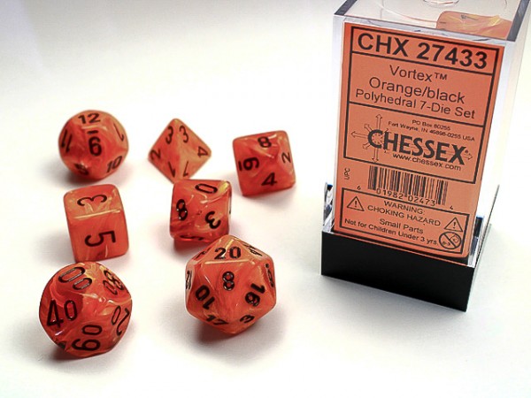 Chessex Vortex Orange w/ Black - 7 w4-20