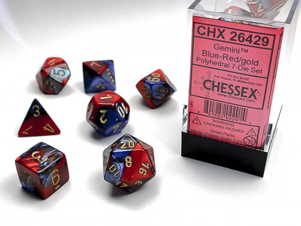 Chessex Gemini Blue Red w/ Gold - 7 w4-20