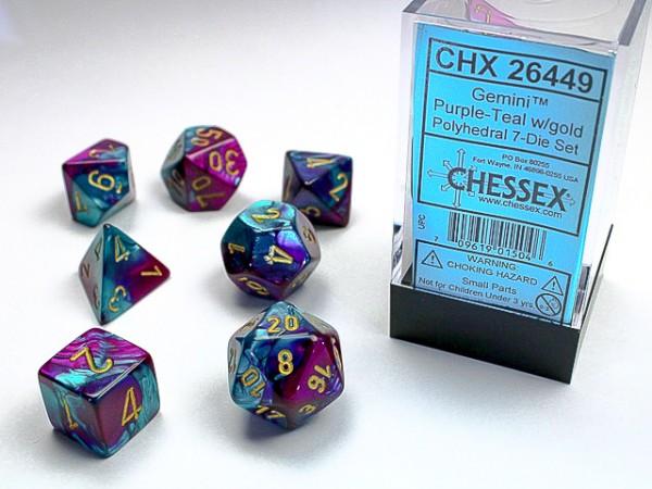 Chessex Gemini Purple Teal w/ Gold - 7 w4-20