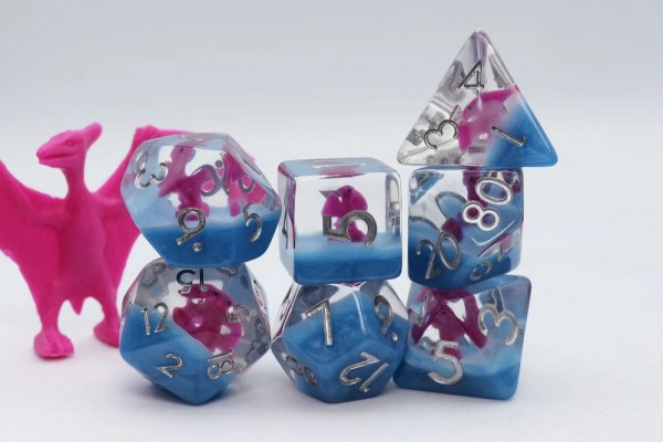 Foam Brain Games: Pink Pterodactyl Polyhedral Dice Set