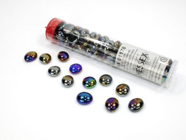 Chessex: Glass Gaming Stones - Black Opal Iridized (40)