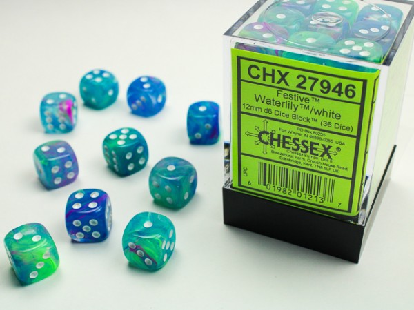Chessex Festive Waterlily/white - 36 w6 (12 mm)