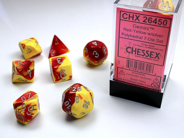 Chessex Gemini Red Yellow w/ Silver - 7 w4-20