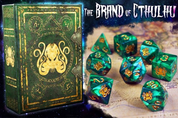 Elder Dice: Brand of Cthulhu (Drowned Green) - Polyhedral Dice Set (Box)