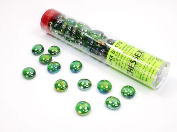 Chessex: Glass Gaming Stones - Crystal Green Iridized (40)