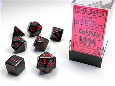 Chessex Opaque Black w/ Red 7 w4-w20