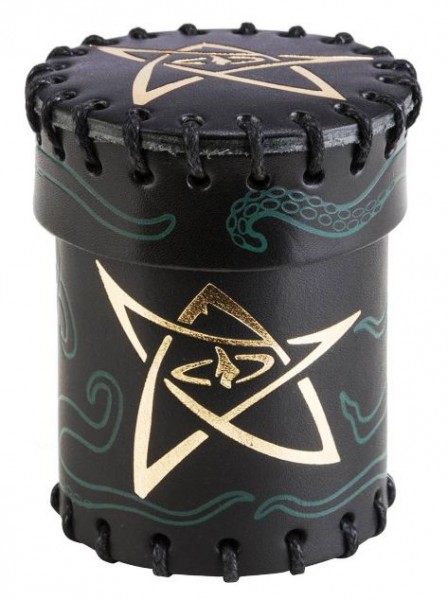 Q-Workshop: Leather Dice Cup - Call of Cthulhu Black &amp; Green Golden