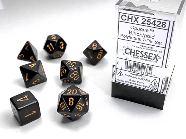 Chessex Opaque Black w/ Gold - 7 w4-20