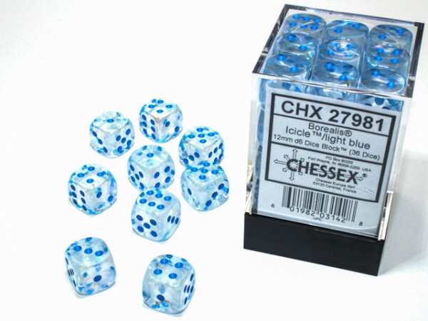 Chessex Borealis Icicle/light blue Luminary - 36 w6 (12mm)