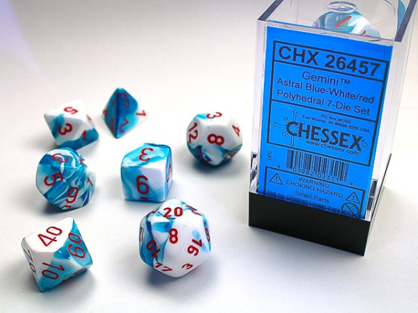 Chessex Gemini Astral Blue w/ White - 7 w4-20
