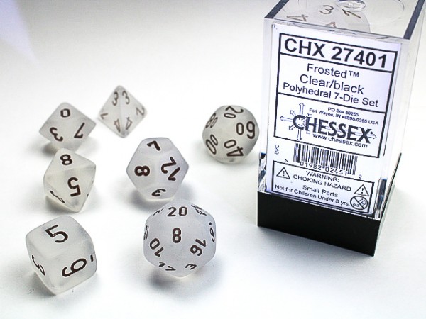 Chessex Frosted Clear w/ Black 7w4-20