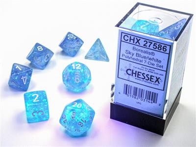Chessex Borealis Sky Blue w/ White Luminary - 7 w4-20