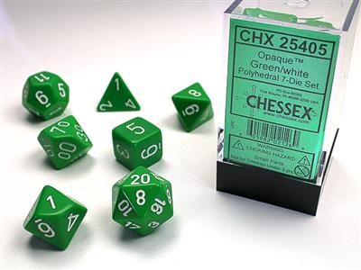 Chessex Opaque Green w/ White 7 w4-w20