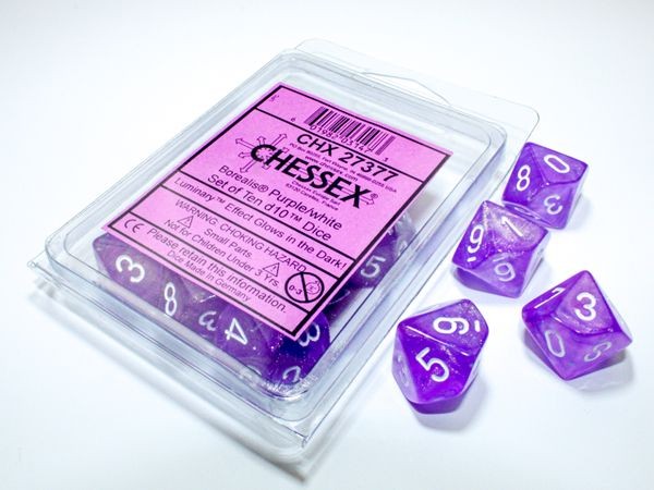Chessex Borealis Purple w/ White Luminary - 10 w 10