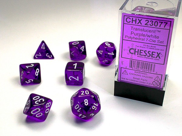 Chessex Translucent Purple w/ White - 7 w4-20