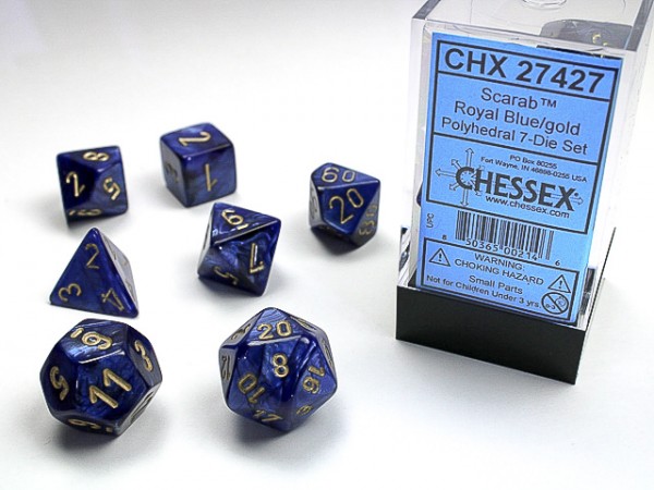 Chessex Scarab Royal Blue w/ Gold - 7 w4-20
