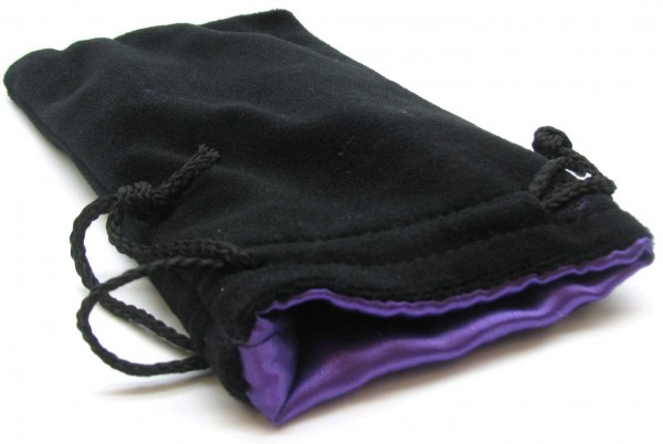 Dice Bag Koplow: Black Velvet / Purple Satin Lining (Large)