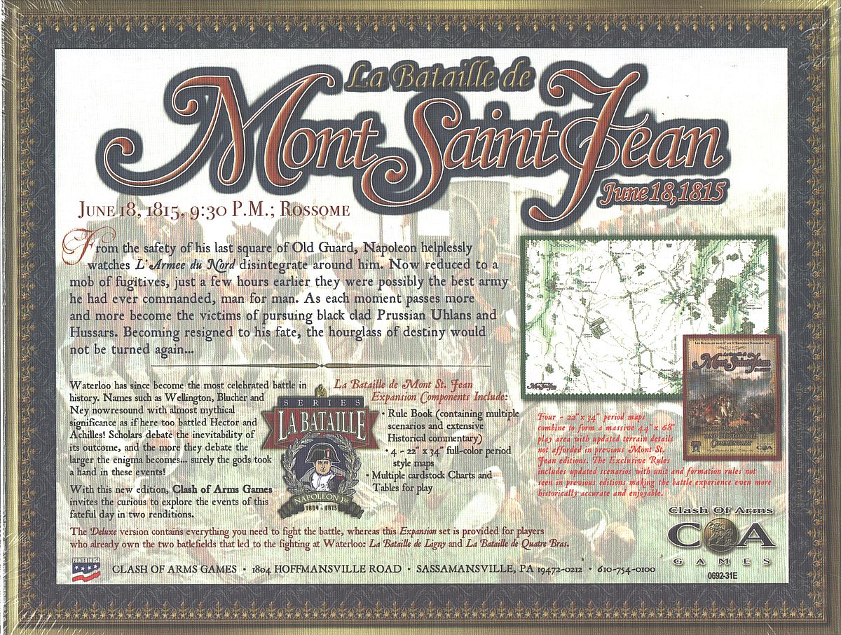 La Bataille de Mont Saint Jean, 2nd Edition Expansion | Operational   Tactical Napoleonics | Clash of Arms | Kosims | Gamer's HQ
