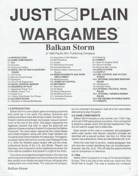 Just Plain Wargames: Balkan Storm - The Next War in Europe