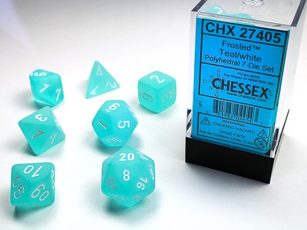 Chessex Frosted Teal w/ White - 7w4-20